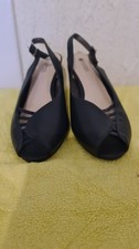 Pavers Black Leather Open Toe