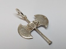 Sterling silver 925 double sided axe necklace pendant vintage mens viking ?