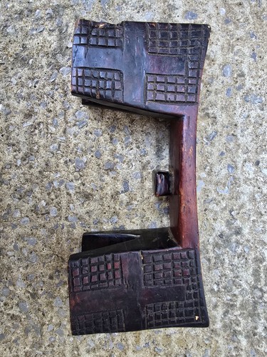 African carved wooden headrest - carved,