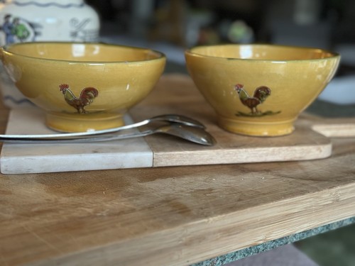 Pair vintage pottery bowls - vintage,