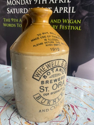 Large antique stoneware flagon - stoneware,