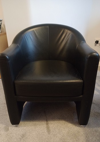 Black leather tub - tub, chair