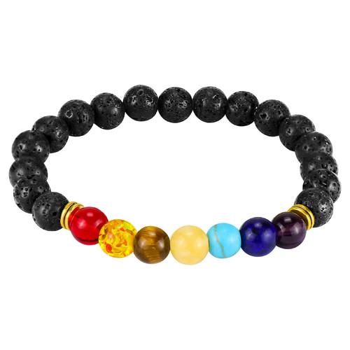 Chakra beaded bracelet - bracelet, lava