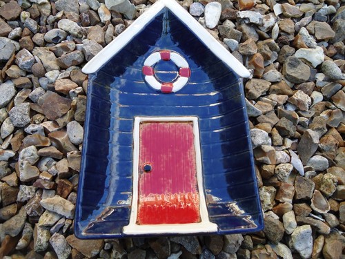 Ceramic beach hut plate - ceramic,