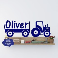 TRACTOR Wall Sticker Personalised ANYNAME Boys Bedroom Farm Vinyl DecalTransfer
