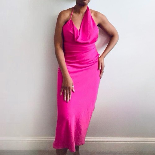 Zara pink satin dress with - pink,