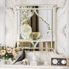 60/80cm Antique Silver Wall Mirror Accent Mirrors Hall Bathroom Fireplace Decor