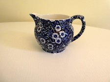 Burleigh Ware Calico Blue + White Cream Milk Jug 9cm Height New  Exc. Cond.
