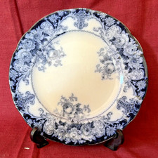 Antique Victorian JHW & Sons Belmont Flow Blue 8" Dessert Plate VGC for Age