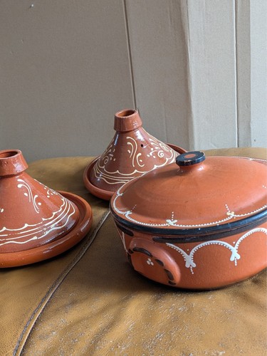 Moroccan tagines and serving - and,