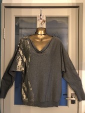 Mint Velvet Khaki Foil Snake Print Cotton Cashmere Blend Jumper 18 20  XL