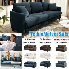 2/3 Seater Teddy Velvet Sofa with 2 Pillows Modern Couch Love Seat Settee Home