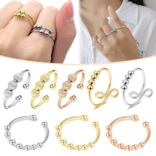 Adjustable anxiety ring - anxiety, silver