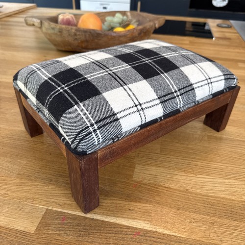 Small black white plaid tartan - black,
