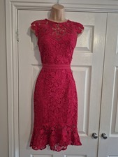 Red Lace Lined Dress Size 8 By