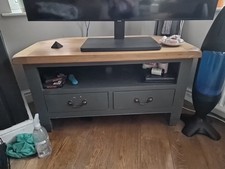 Solid Oak Corner TV Unit Painted Grey COLLECTION ONLY hu17