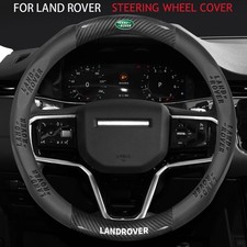 15" PU Leather+Carbon Fibre Steering Wheel Cover For 1948-2025 Land Rover