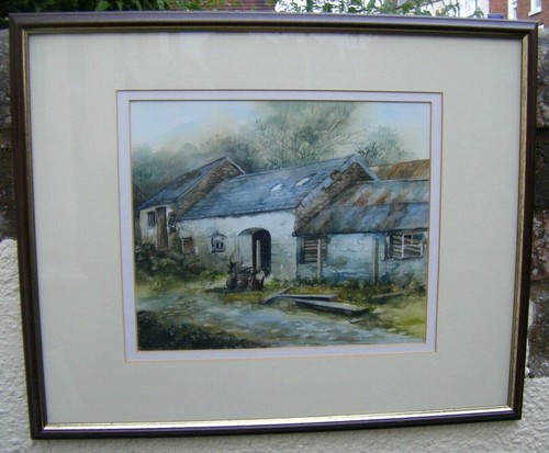 Vintage painting farmyard old - painting,