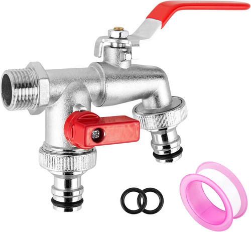 Double garden tap with - tap,