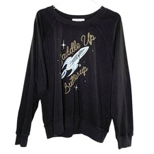 Wildfox Couture L Saddle Up Buttercup Rocket Sweatshirt Black Oversized