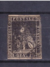 FRANCOBOLLI Antichi Stati Toscana 1857 Marzocco 1 q.  SAS10 &
