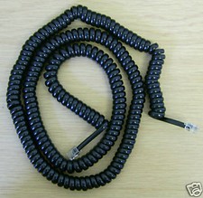Extra Long 25' Telephone handset curly cord (115cm of coiled cord) Black - NEW