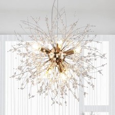 Modern Crystal Chandelier, Golden Dandelion (8 lights D15.74 inches, gold trim)