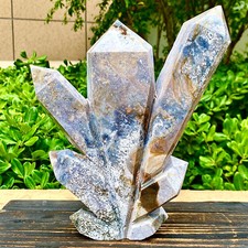 6.09LB Natural Water Grass Agate Column Quartz Multi pointed Column
