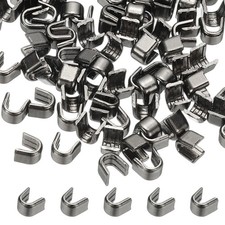 Zipper Slider Retainers [50pcs] - #8 U Shape Top Stoppers - [Gun Black]
