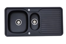 RUMO 1.5 bowl Nano black Anthracite kitchen sink Stainless steel with waste kit