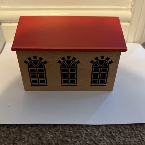 Wooden train track engine shed - engine,