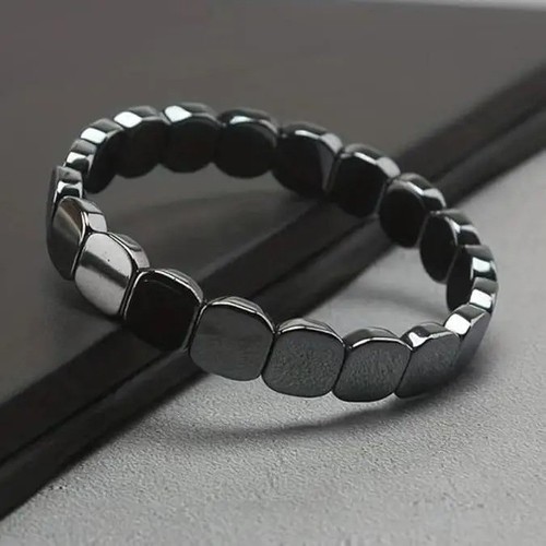 Men hematite beaded bracelet - beaded,