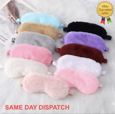Luxury Pure Organic Silk Fluffy Eye Sleep Mask Blindfold Soft Travel Elastic Uk