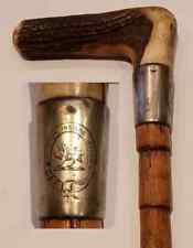 Antique 1883 Bamboo Cane Antler Handle Silver Collar London Assay Office