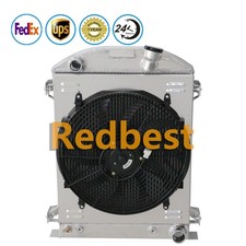 Alu Radiator 3Row Shroud Fan For FORD HIGH BOY COUPE CHEVY V8 ENGINE 1930-1938