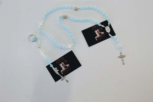 Handmade blue glass rosary - blue,