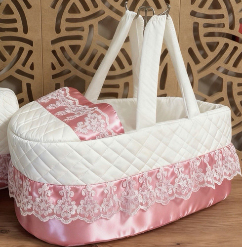 Pink and white lace - pink, moses