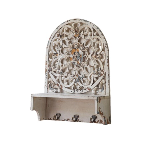Carved wall shelf - wall, distressed