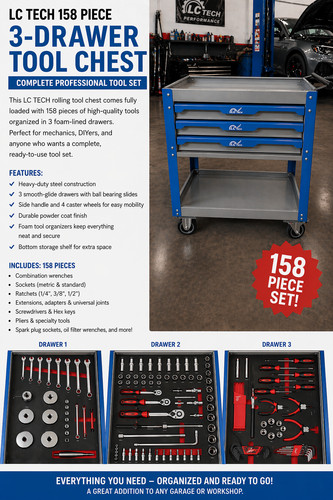 Tech 158 piece drawer - lc,