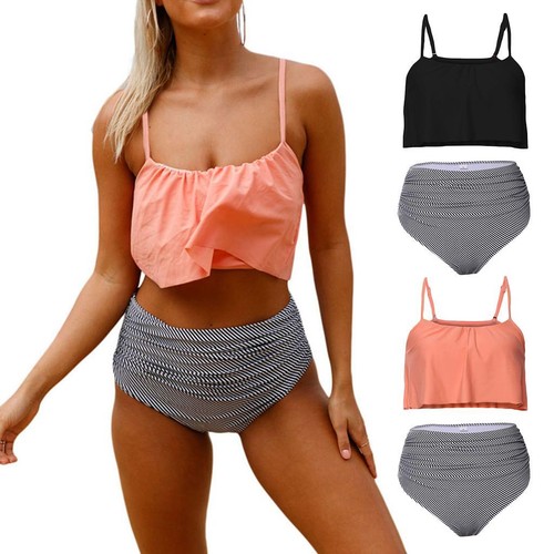 Women retro flounce ruched - flounce,