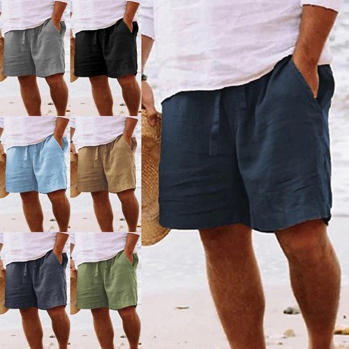 Mens cotton linen shorts - cotton,