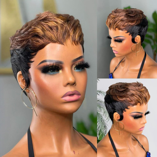 Pixie cut wigs for - wigs, black