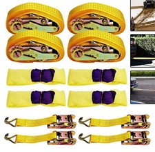 4 Set - 5Ton Recovery Ratchet Wheel Trailer Tie Down Sling Alloy Strap Breakdown