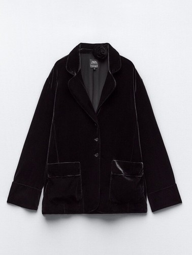 Zara woman black velvet blazer - zara,