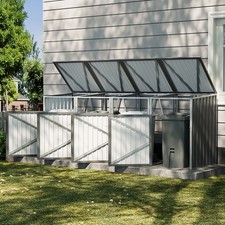 Heavy Duty Outdoor Garden Storage Box &Wheelie Bin Store 4 Sheds Grey Wood Grain