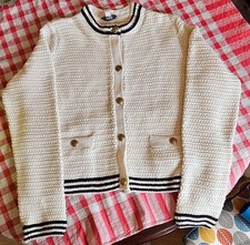 M & S white/ cream/ black edging cardigan, nwot