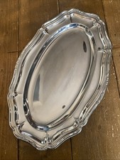 Ornate Oval Stainless Steel Serving Tray/Buffet Platter 40cm x 26cm x 2.5cm
