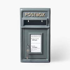 Classic Grey Cast Iron Post Box, Large Letter Lockable Mailbox Outdoor Letterbox