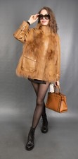 15435 NEW GORGEOUS REAL LEATHER BLUE FOX COAT FUR JACKET PELZ BEAUTIFUL SIZE M