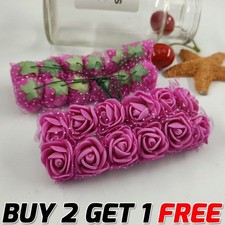 144pcs Artificial Flowers Mini Foam Roses with stem 2.5cm Small Flowers decor UK